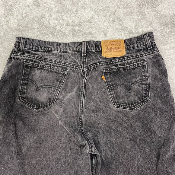 Vtg Levi's 922 Tapered Fit Leg 22 Short Black Orange Tab Jeans Baggy‎ Outdoorsy - Picture 11 of 16